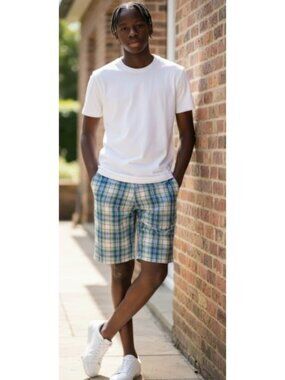 VINEYARD VINES Blue Plaid Bermuda Length Shorts Boys Size 18